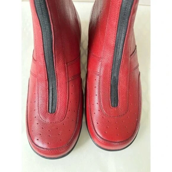 Cole Haan G Series Nike Air Red Leather Zip Front Ankle Boots Size 5.5 - Picture 2 of 8